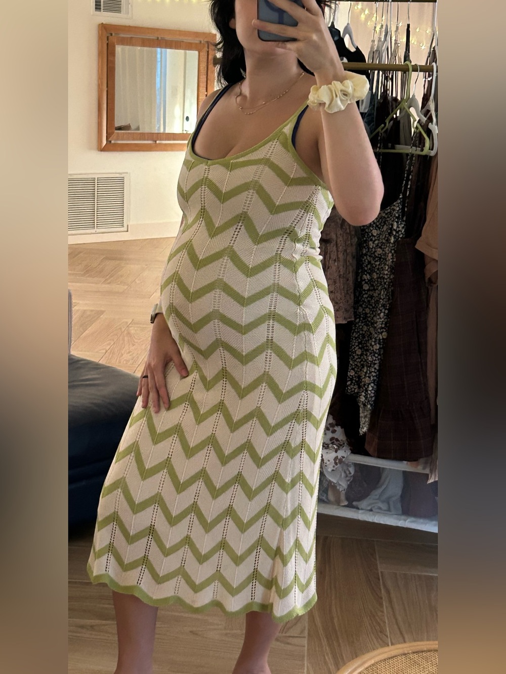 DRESS FORUM chevron knit midi